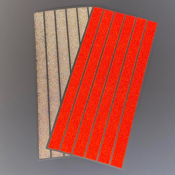 Pulhem reflektierende Reflex-Aufkleber 12 Stk. 15 cm x 10 mm aus Reflexfolie rot und schwarz